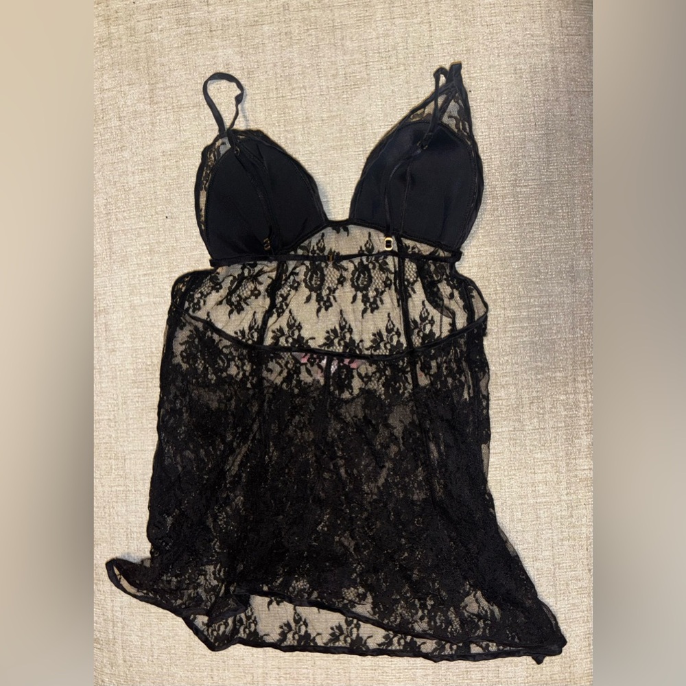 Victoria’s Secret Medium Very Sexy Black Lace Babydoll Lingerie Nightie Dress - Picture 2 of 7